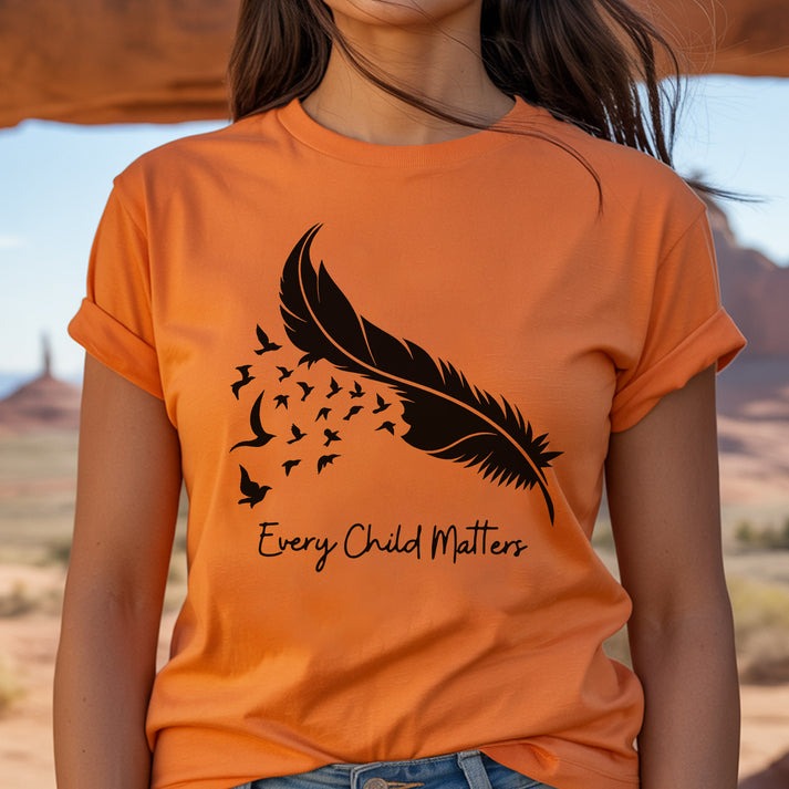 Every Child Matters Feather Flying Birds Design For Orange Shirt Day T-Shirt/Hoodie/Sweatshirt