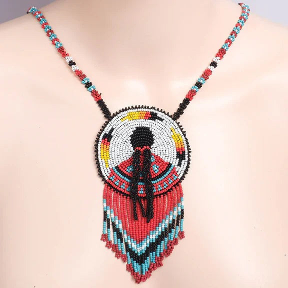Premium MMIW Handmade Beaded Necklace Long Native American Style for Women