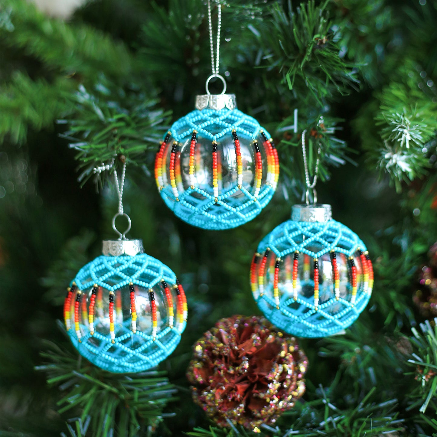 Turquoise Beaded Handmade Ornament Holiday Decor Gifts