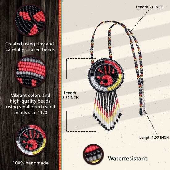 MMIW Handprint Beaded Choker Necklace Premium Native American Style