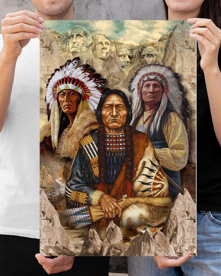 The Three Native American Chief Portrait Poster/Canvas