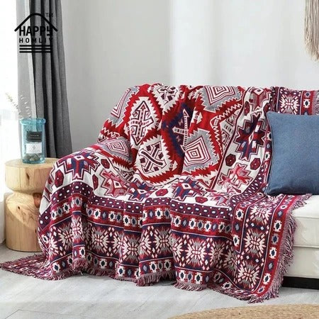 Navajo Sunset Reversible Woven Blanket – Tribal Southwestern Design Throw