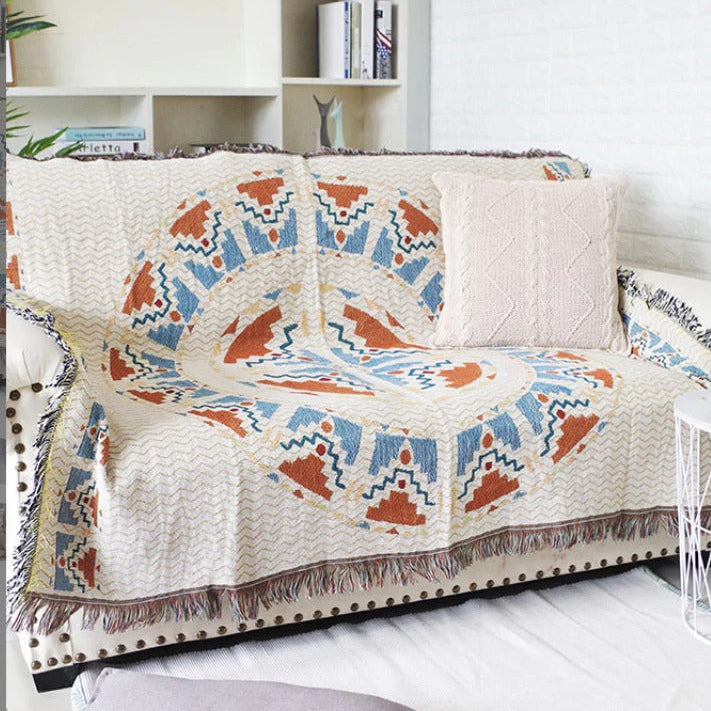 Tribal Bohemian Tapestry Tablecloth – Warm Colors, Soft Texture