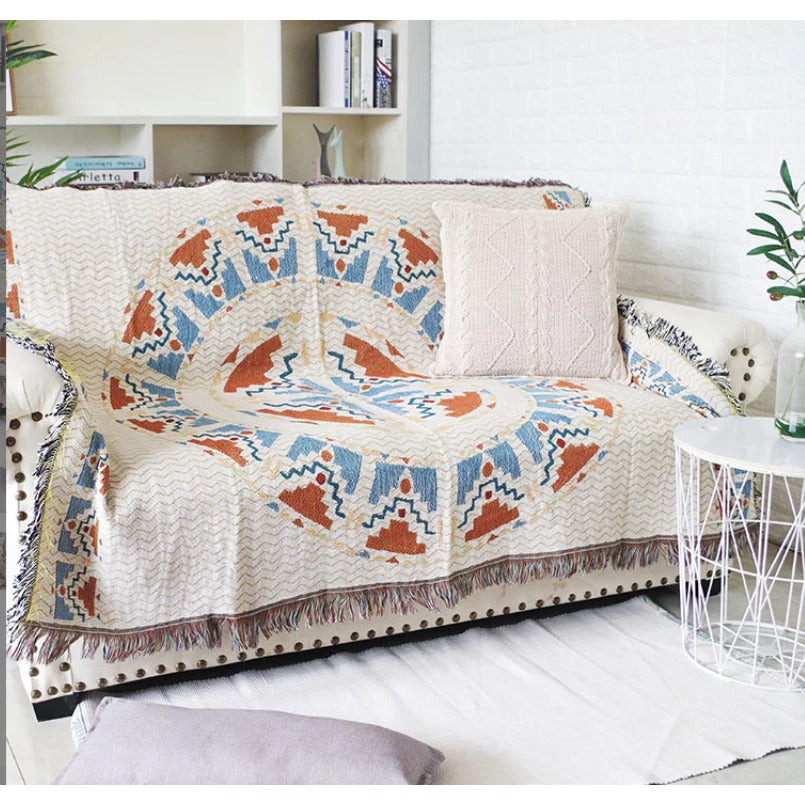 Tribal Bohemian Tapestry Tablecloth – Warm Colors, Soft Texture