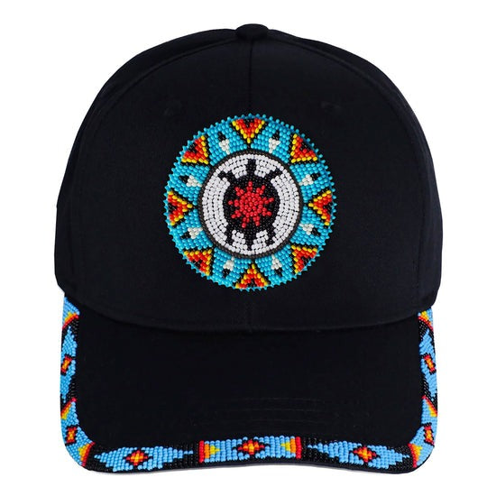 Blue Turtle Baseball Cap With Patch And Brim Cotton Unisex Native American Style