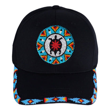 Blue Turtle Baseball Cap With Patch And Brim Cotton Unisex Native American Style
