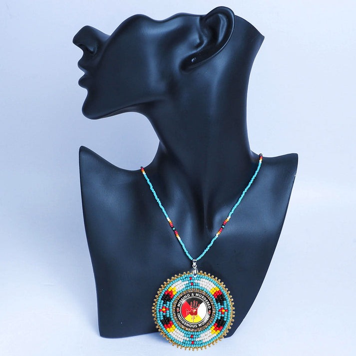 MMIW Handmade Beaded Wire Necklace Pendant For Women With Native American Style
