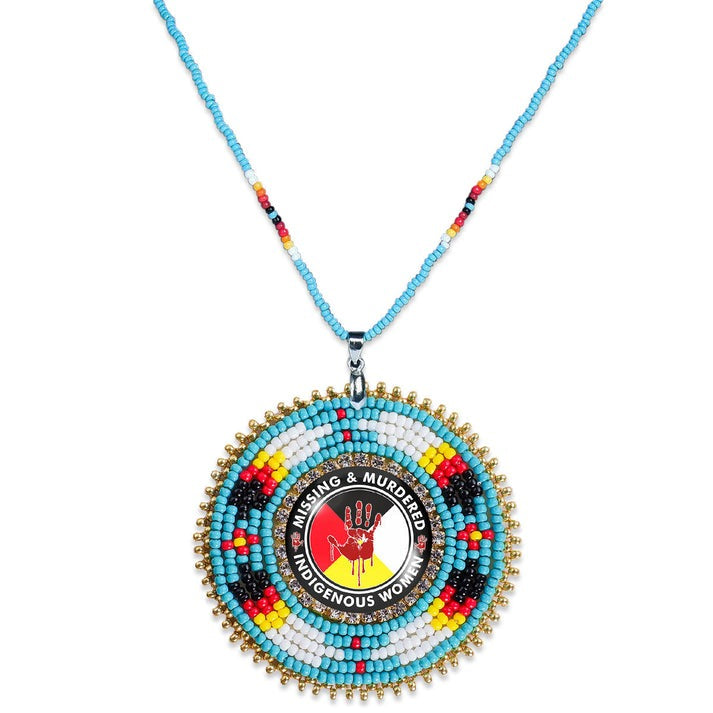 MMIW Handmade Beaded Wire Necklace Pendant For Women With Native American Style