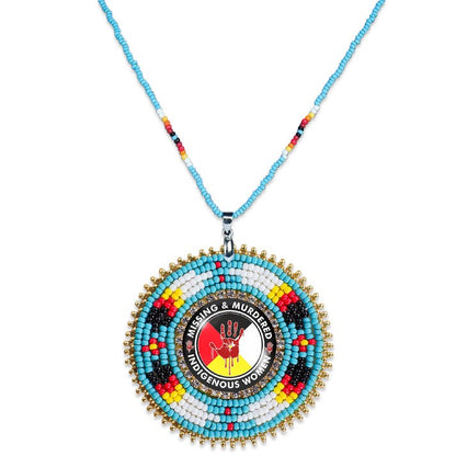 MMIW Handmade Beaded Wire Necklace Pendant For Women With Native American Style