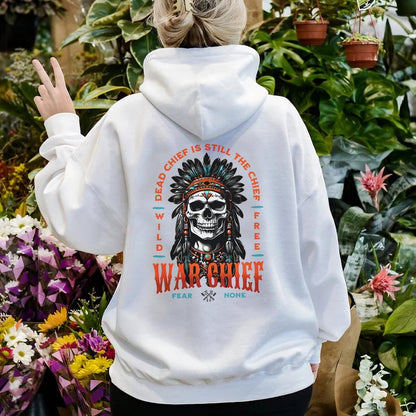 Native Inspired War Chief Skull Fear None Wild Free- Two sides - Unisex T-Shirt/Hoodie/Sweatshirt