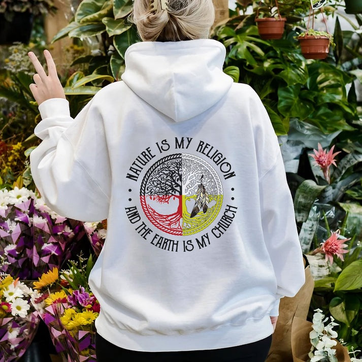 Nature Is My Religion Four Directions Sacred Circle - Two sides - Unisex T-Shirt/Hoodie/Sweatshirt
