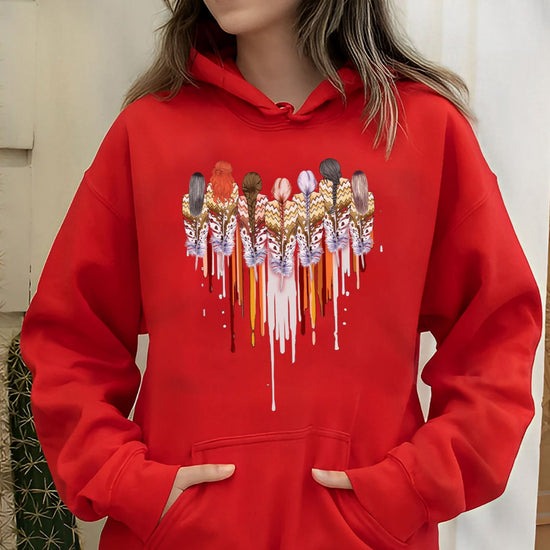 Native American Women Feather Heart T-Shirt/Hoodie/Sweatshirt