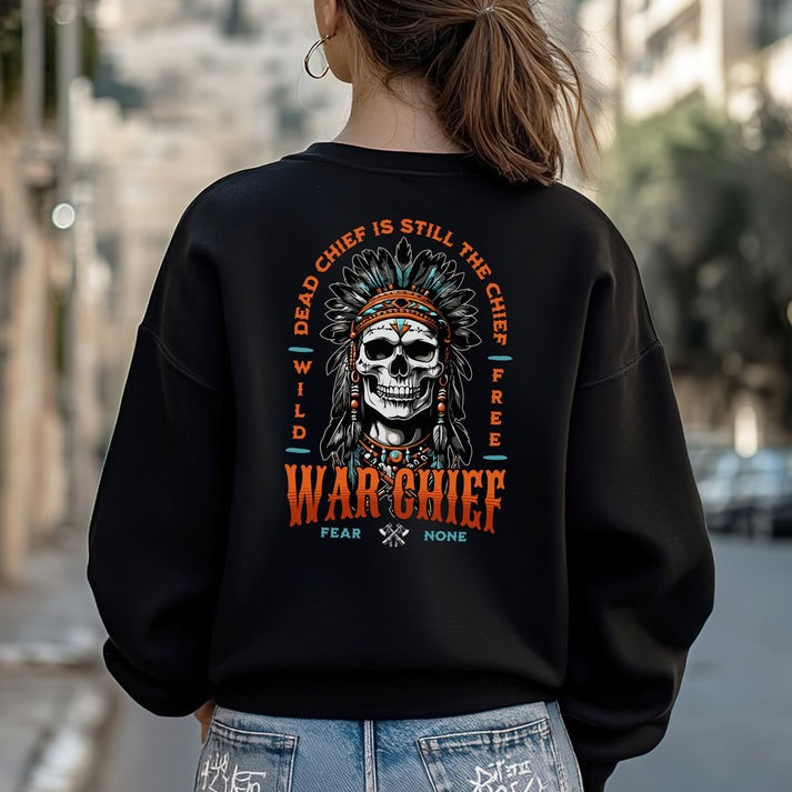 Native Inspired War Chief Skull Fear None Wild Free- Two sides - Unisex T-Shirt/Hoodie/Sweatshirt