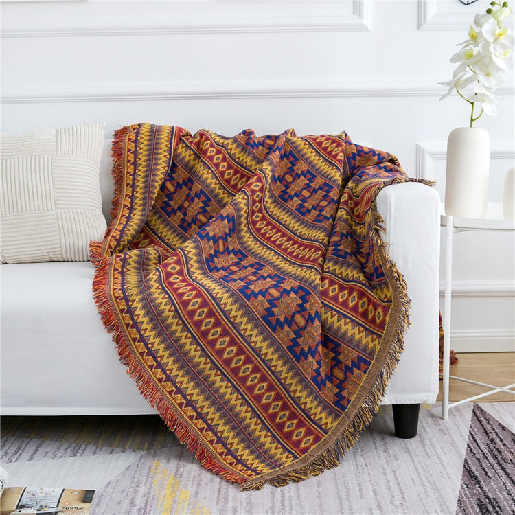 Navajo Flame Reversible Woven Blanket – Tribal Southwestern Design Throw