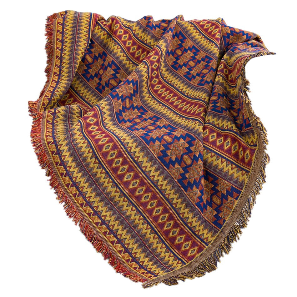 Navajo Flame Reversible Woven Blanket – Tribal Southwestern Design Throw