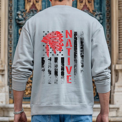 Indigenous American Flag T-Shirt – Native Pride Red Headdress - Two sides - Unisex T-Shirt/Hoodie/Sweatshirt