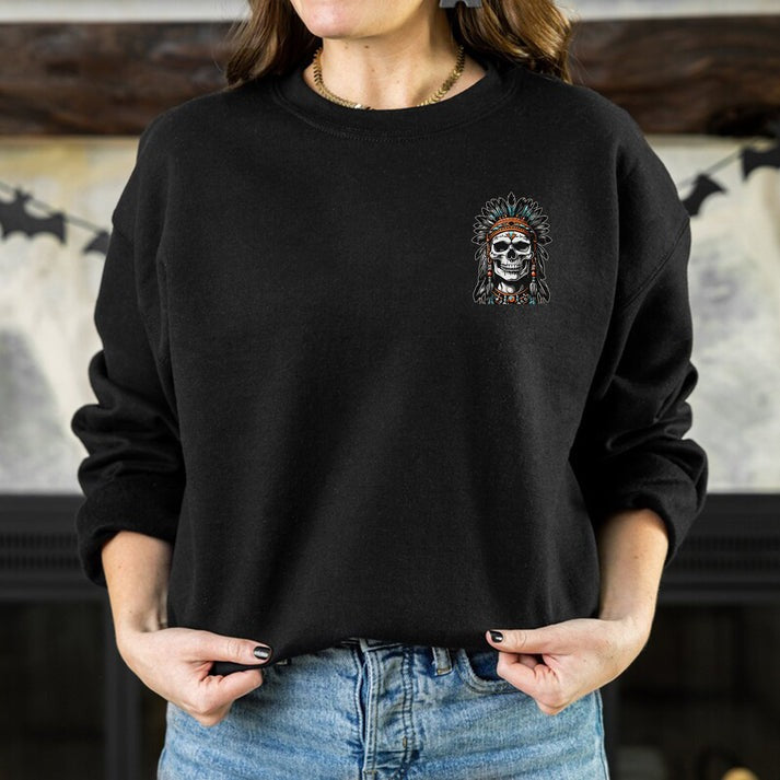Native Inspired War Chief Skull Fear None Wild Free- Two sides - Unisex T-Shirt/Hoodie/Sweatshirt