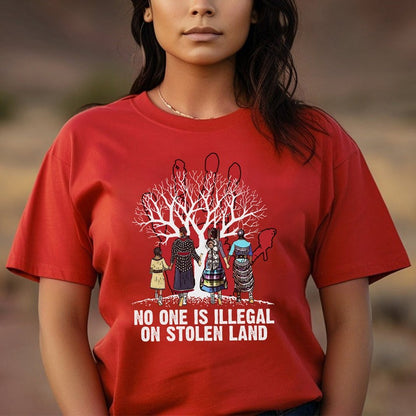 Red Handprint Awareness - No One Is Illegal on Stolen Land Unisex T-Shirt/Hoodie/Sweatshirt