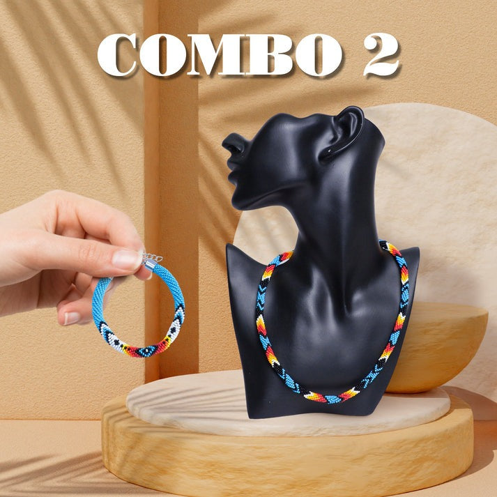 Women's Handmade Dark Blue Eye Beaded Bracelet