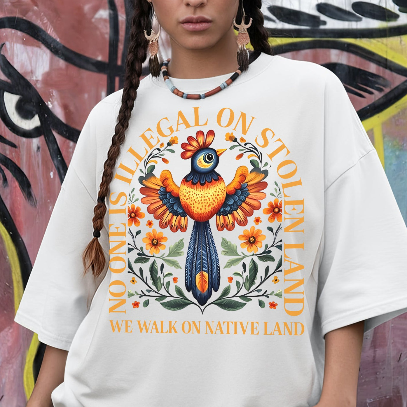 NO ONE IS ILLEGAL ON STOLEN LAND. WE WALK ON NATIVE LAND - One sides - Unisex T-Shirt/Hoodie/Sweatshirt