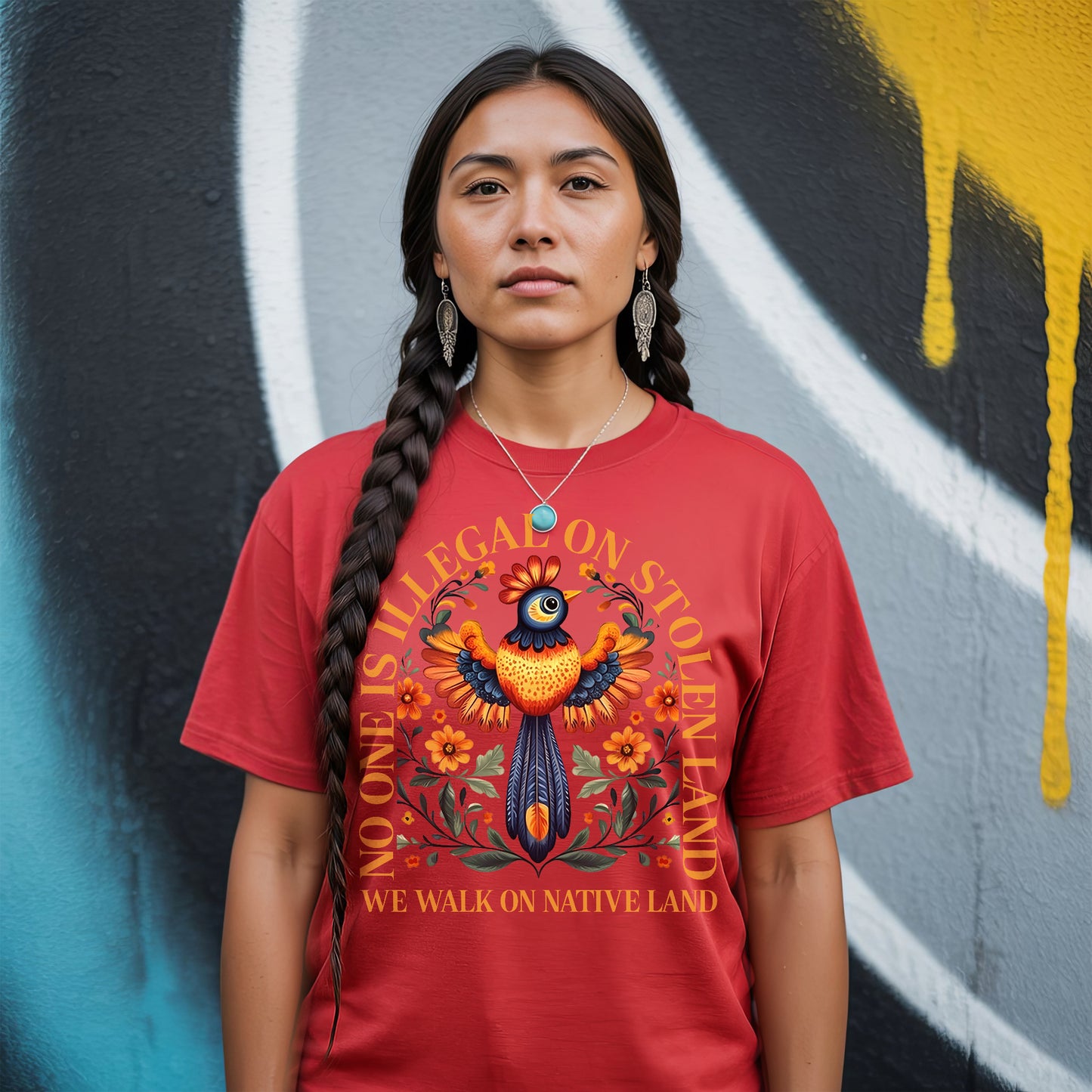 NO ONE IS ILLEGAL ON STOLEN LAND. WE WALK ON NATIVE LAND - One sides - Unisex T-Shirt/Hoodie/Sweatshirt