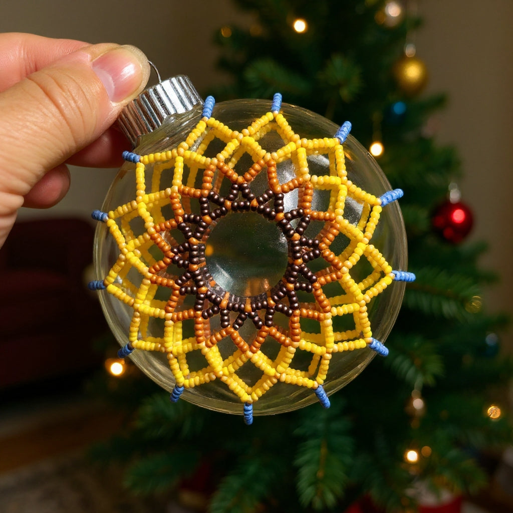 Sunburst Beaded Handmade Ornament – Native Inspired Holiday Decor Gift