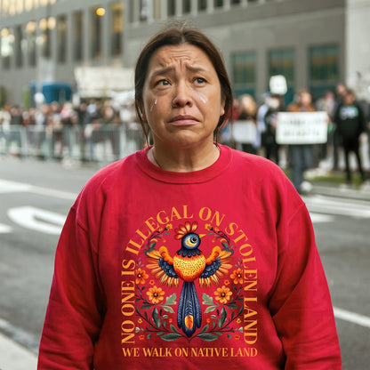 NO ONE IS ILLEGAL ON STOLEN LAND. WE WALK ON NATIVE LAND - One sides - Unisex T-Shirt/Hoodie/Sweatshirt