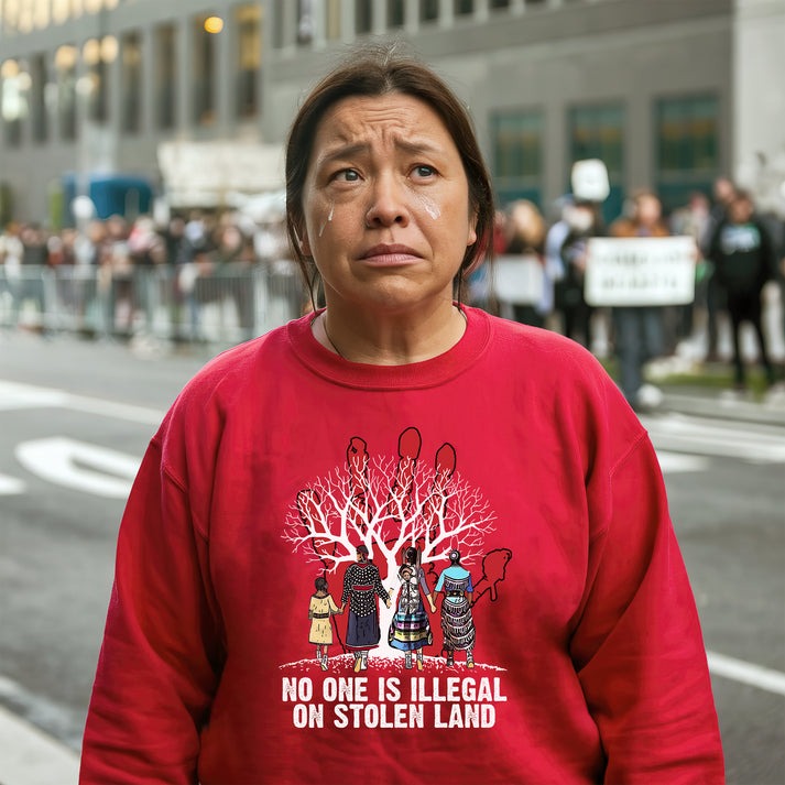 Red Handprint Awareness - No One Is Illegal on Stolen Land Unisex T-Shirt/Hoodie/Sweatshirt
