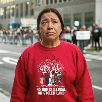 Red Handprint Awareness - No One Is Illegal on Stolen Land Unisex T-Shirt/Hoodie/Sweatshirt