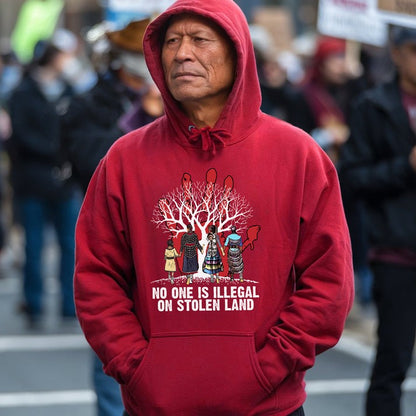 Red Handprint Awareness - No One Is Illegal on Stolen Land Unisex T-Shirt/Hoodie/Sweatshirt