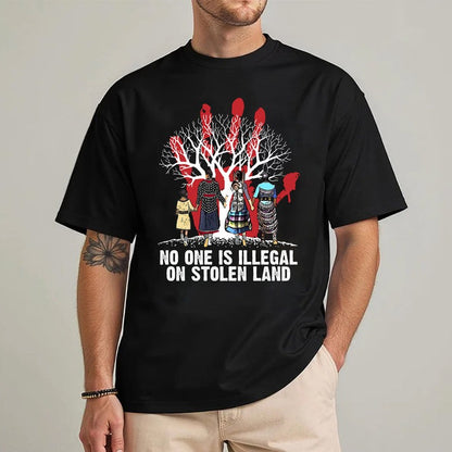 Red Handprint Awareness - No One Is Illegal on Stolen Land Unisex T-Shirt/Hoodie/Sweatshirt