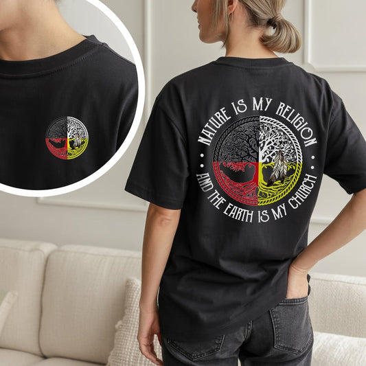 Nature Is My Religion Four Directions Sacred Circle - Two sides - Unisex T-Shirt/Hoodie/Sweatshirt