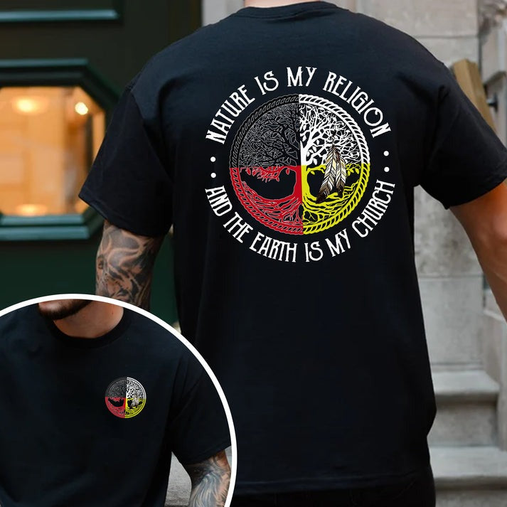 Nature Is My Religion Four Directions Sacred Circle - Two sides - Unisex T-Shirt/Hoodie/Sweatshirt