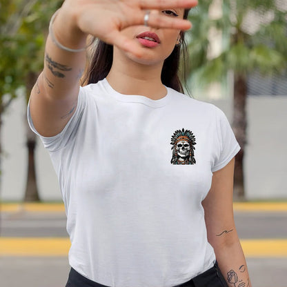 Native Inspired War Chief Skull Fear None Wild Free- Two sides - Unisex T-Shirt/Hoodie/Sweatshirt