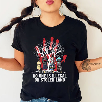 Red Handprint Awareness - No One Is Illegal on Stolen Land Unisex T-Shirt/Hoodie/Sweatshirt
