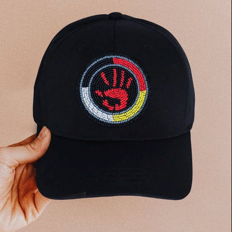MMIW Feathers Cotton Unisex Baseball Cap With Beaded Patch Brim Native American Style
