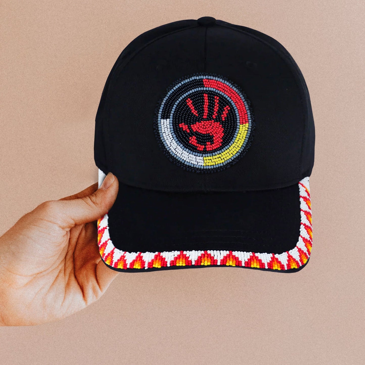 MMIW Feathers Cotton Unisex Baseball Cap With Beaded Patch Brim Native American Style