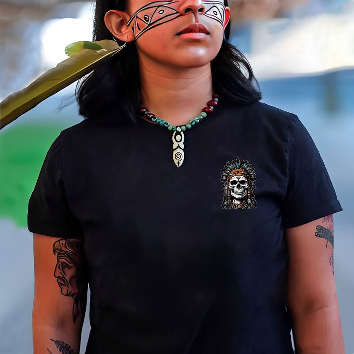 Native Inspired War Chief Skull Fear None Wild Free- Two sides - Unisex T-Shirt/Hoodie/Sweatshirt