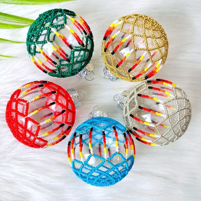 Silver Beaded Handmade Ornament Holiday Decor Gifts