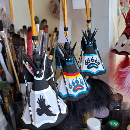 Hand-Painted Tipi Ornament with Tassels