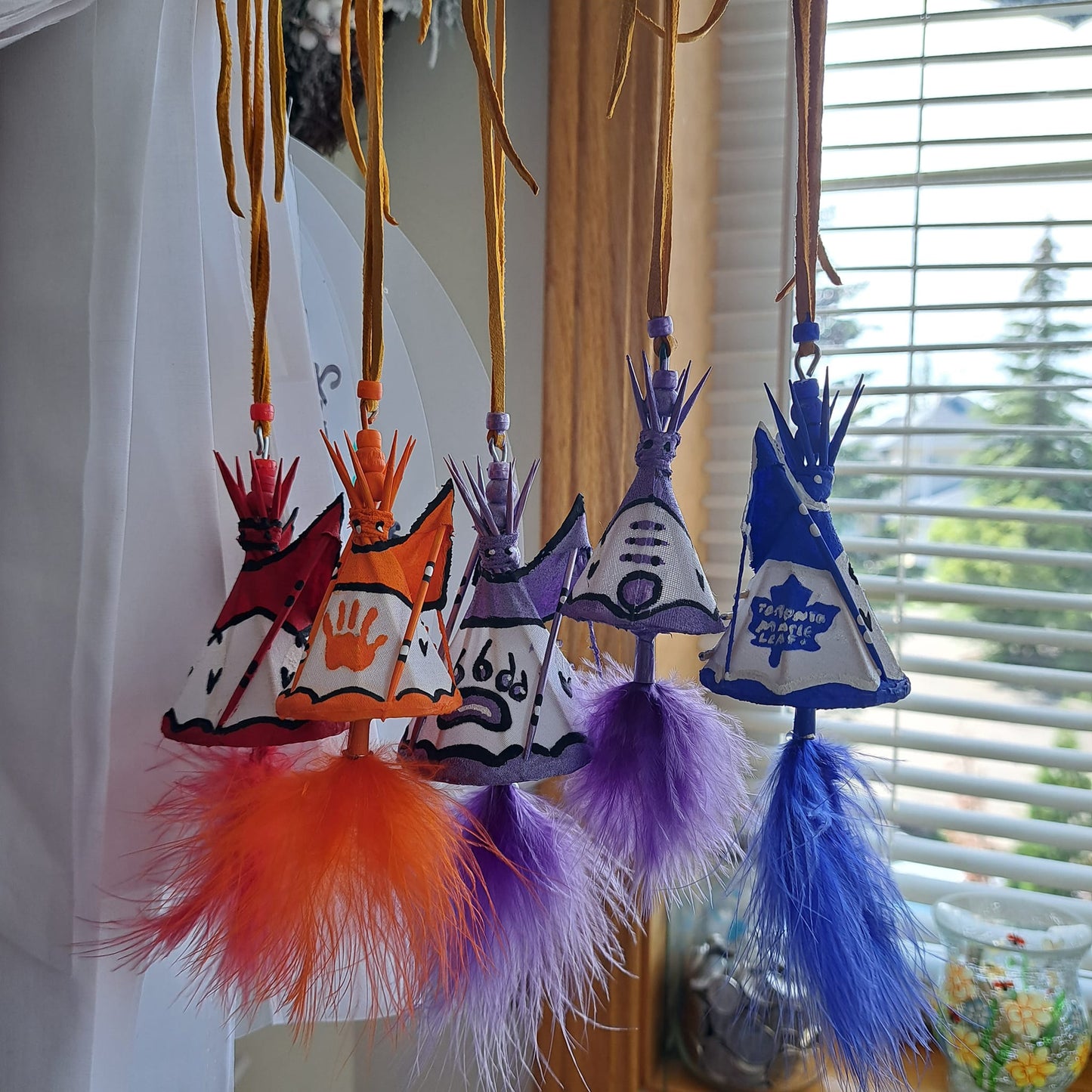 Hand-Painted Tipi Ornament with Tassels