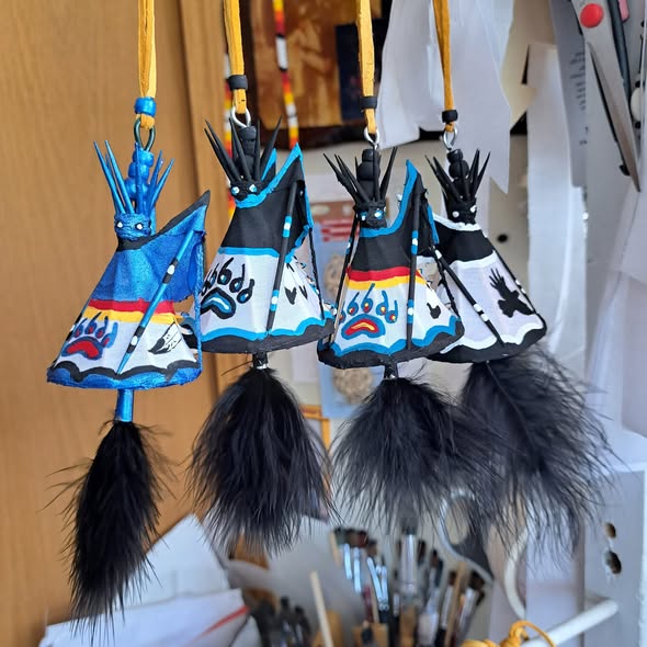 Hand-Painted Tipi Ornament with Tassels