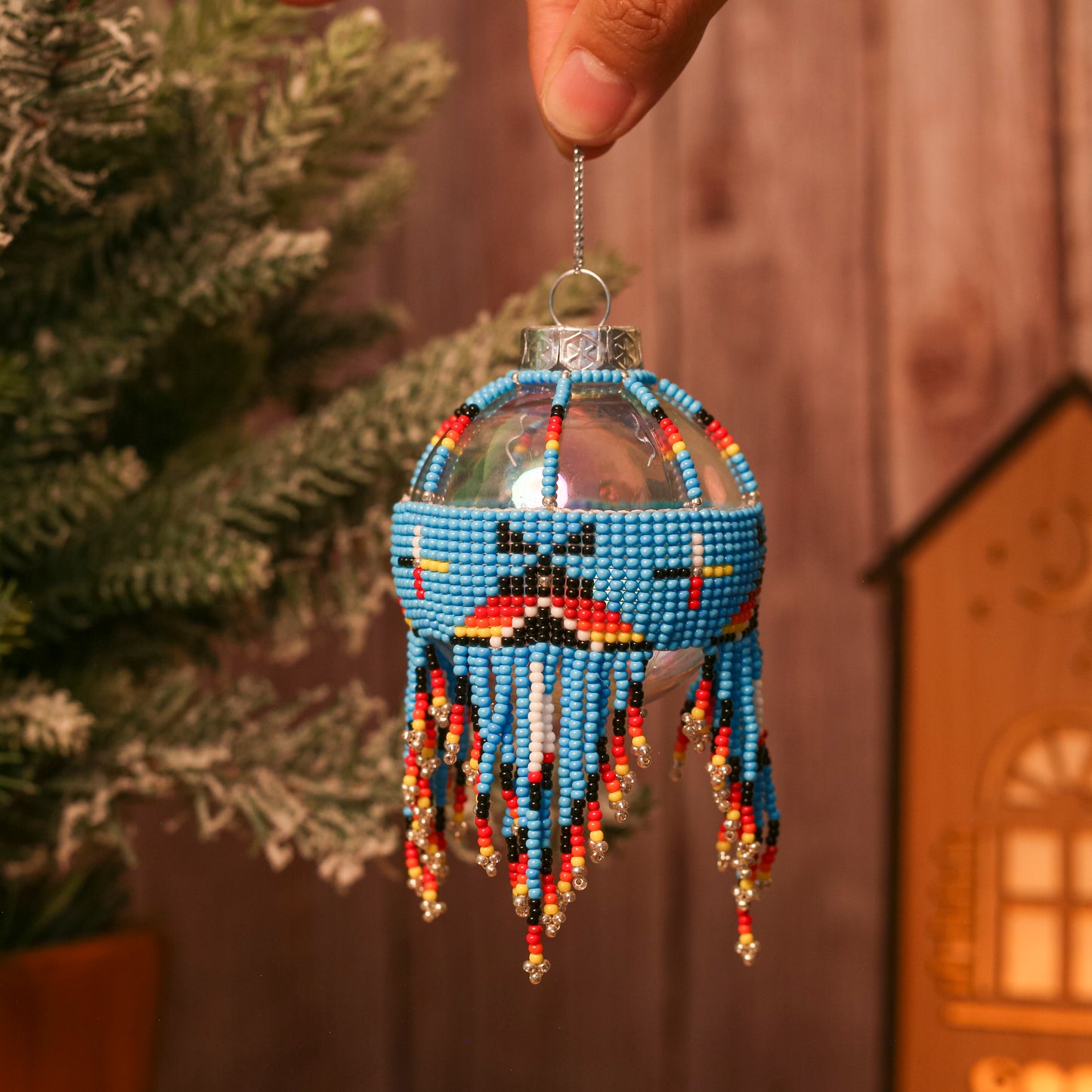 Native-Inspired Beaded Ornament Set – Handmade Tribal Holiday Decor