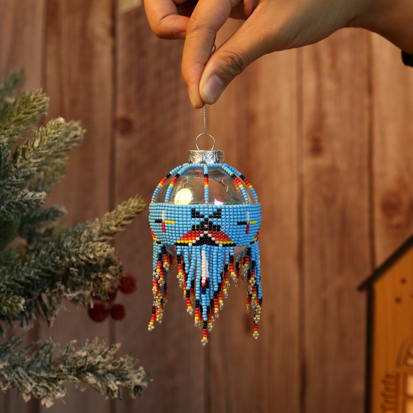 Native-Inspired Beaded Ornament Set – Handmade Tribal Holiday Decor