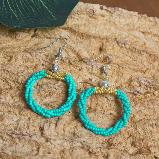 Turquoise Beaded Hoop Earrings