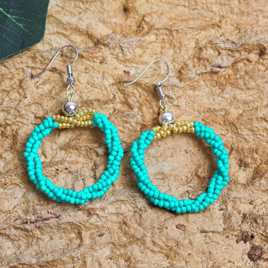 Turquoise Beaded Hoop Earrings
