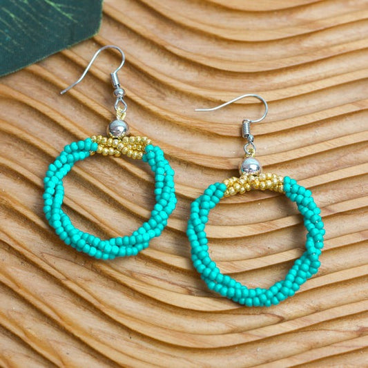 Turquoise Beaded Hoop Earrings