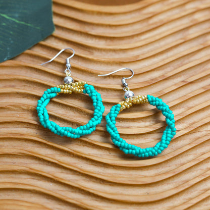 Turquoise Beaded Hoop Earrings