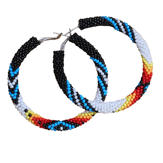 Handmade Black Dusk Pattern Beaded Earrings for Women