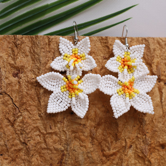 Native Blossom Beaded Flower Earrings – Handmade Seed Bead Jewelry